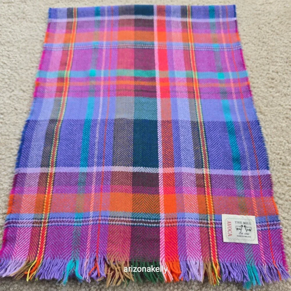 NWOT Avoca Wool Woven Colorful Plaid Scarf Ireland